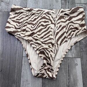 Good American Size 1 Satin Better Bikini Bottom Animal Print Swim Beach